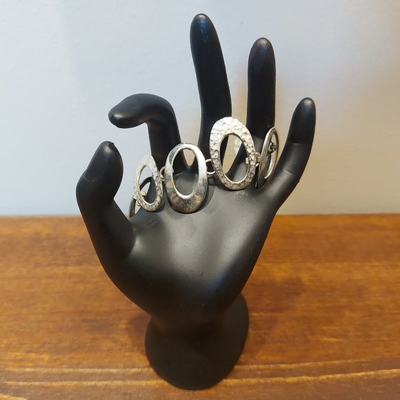 Mexican 925 Silver Pinched O's Bracelet - Picture 1 of 6
